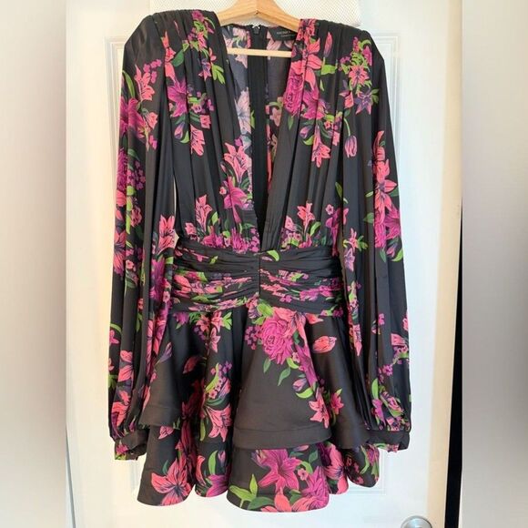 NEW Bronx and Banco Bedouin Lily Minidress Floral Black and Pink, size S - Picture 10 of 12